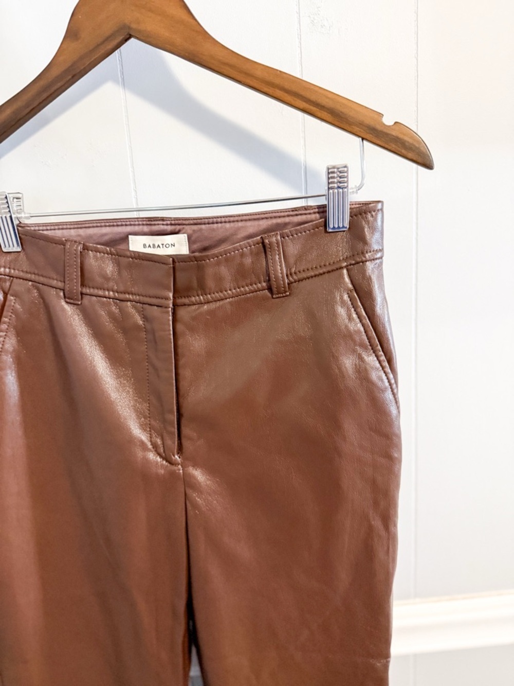 Aritzia Babaton Command vegan leather pants in coffee bean - Picture 9 of 12